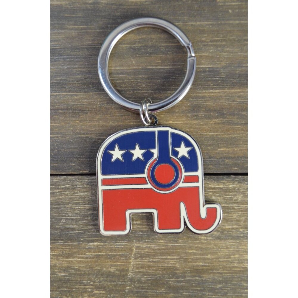 Rock Roll Hall of Fame Republican Elephant with Headphones Silver Tone Enamel